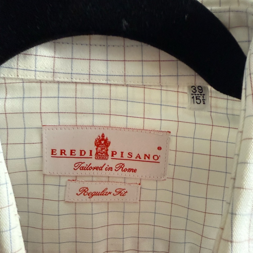 Eredi Pisano Red, White, Blue check Dress Shirt - Picture 2 of 3